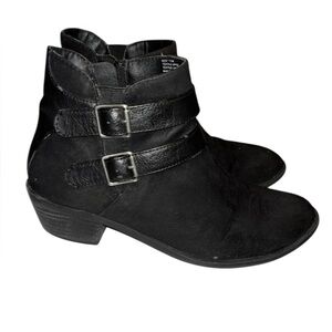 Madden Girl Double Buckle Black Ankle Booties Women 7.5